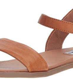 Steve Madden Women’s DINA Flat Sandal, tan Leather, 7