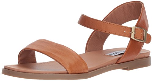 Steve Madden Women’s DINA Flat Sandal, tan Leather, 7