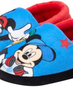 Disney Boys’ Mickey Mouse Slippers – Cozy Plush Fuzzy Slippers: Non-Slip, Non-Skid Slippers for Boys (Toddler/Little Kid), Size 11/12, Mickey Mouse
