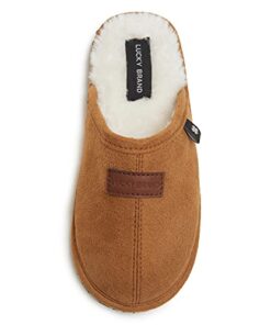 Lucky Brand Boy’s Micro-Suede Scuff Slippers, Kids House Shoes with Plush Lining – Tan, Size 2/3
