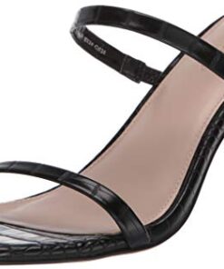 The Drop Women’s Avery Square Toe Two Strap High Heeled Sandal, Black, 7