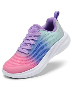 DREAM PAIRS Tennis Shoes for Boys Girls Kids Lace-up Athletic Running Sneakers Pink/Blue/Light Green Size 13 Little Kid SDRS2330K