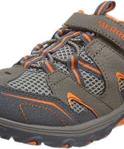 Merrell Trail Chaser Hiking Sneaker, Gunsmoke/Orange, 3.5 US Unisex Big Kid