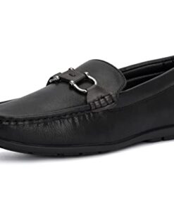 Xray Footwear Boy’s Umber Dress Shoe, Slip On, Flat Sole, Apron Toe, Thermoplastic Rubber (TPR) Outsole; Size 7 Black/Dark Gray