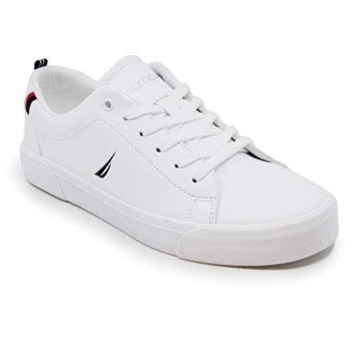 Nautica Sneakers Low-Top Lace Up Shoe for Boys Girls-Graves Youth-White Pu Size-5