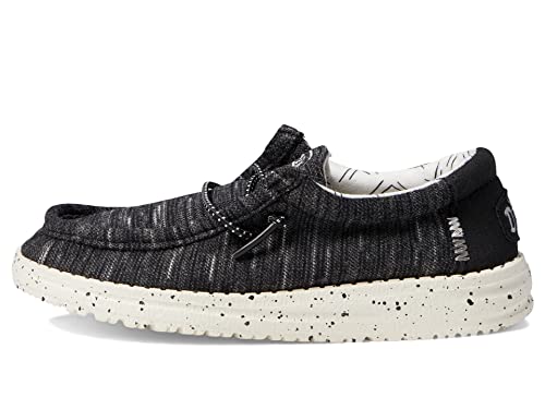 Hey Dude Wally Stretch Loafers for Toddler – Textile Upper with Removable Insole, Round Toe Design, and Classy Look Black 8 Toddler M