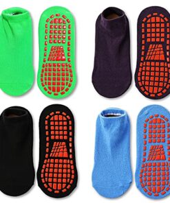 Tphon Non Slip Kids Trampoline Socks Anti Skid Slipper Socks with Grippers for Toddler Children Teenagers Grip Socks for Boys Girls