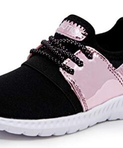 Nautica Kids Girls Lace-Up Fashion Sneaker Athletic Running Shoe-Kappil Toddler-Pink Metallic Black Size-9