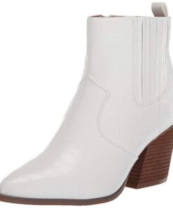 The Drop Women’s Sia Pointed Toe Western Ankle Boot, White, 7