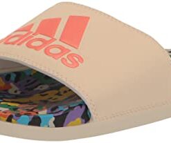 adidas Women’s Adilette Comfort Slides Sandal, Ecru Tint/Coral Fusion/Ecru Tint, 7