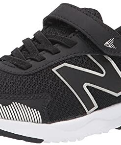 New Balance Kid’s Dynasoft 545 V1 Hook and Loop Running Shoe, Black/White/Silver Metallic, 1 Wide Little Kid