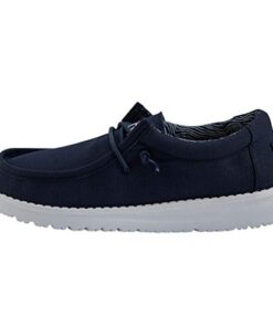 Hey Dude Boy’s Wally Youth Navy Size 4 | Boy’s Shoes | Boy’s Lace Up Loafers | Comfortable & Light-Weight