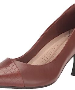 Clarks Women’s Kataleyna Rose Pump, Tan Croc Print Leather, 8 Wide