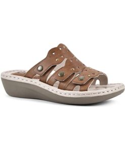 CLIFFS BY WHITE MOUNTAIN Caring Women’s Slide Sandal, Tan/Burnished/Smooth, 9 M