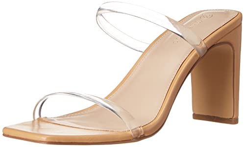 The Drop Women’s Avery Square Toe Two Strap High Heeled Sandal, Clear, 7