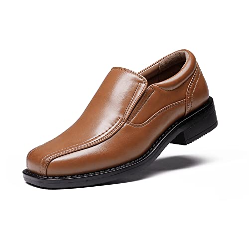 Bruno Marc Boy’s SBOX225K Dress Shoes Slip-On Loafer Wedding Shoes, Brown, Size 5 Big_Kid