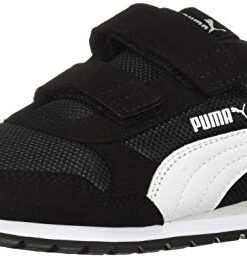 PUMA Kid’s ST Runner Hook and Loop Shoe, puma black-puma white-gray violet, 11 M US Little Kid