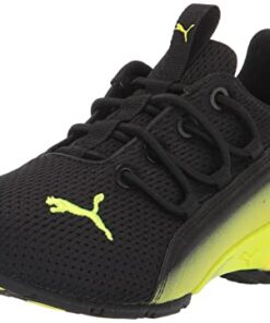 PUMA Axelion Running Shoe, Black-Yellow Alert, 2 US Unisex Little Kid