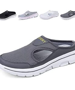 MYPOWR Meaboots Men’s Comfort Breathable Support Sports Sandals,Low Top Hollow-Out Mesh Loafers,Non Slip Thick Couple Beach Sandals Grey