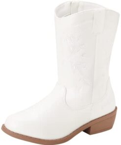 bebe Girls? Cowgirl Boots ? Classic Western Roper Boots – Cowboy Boots for Girls (Toddler/Girl), Size 4 Big Kid, White