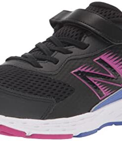 New Balance Kid’s 680 V6 Hook and Loop Running Shoe, Black/Magenta Pop/Aura, 13.5 Wide Little Kid