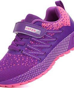 KUBUA Kids Sneakers for Boys Girls Running Tennis Shoes Lightweight Breathable Sport Athletic Purple