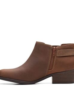 Clarks Women’s Adreena Field Ankle Boot, Dark Tan Leather, 9
