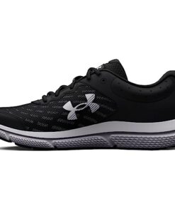 Under Armour Men’s Charged Assert 10 Running Shoe, (001) Black/Black/White, 12