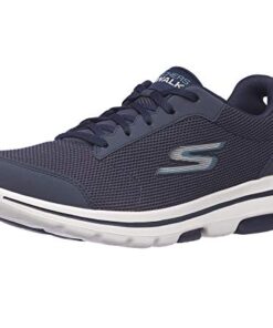 Skechers Men’s Gowalk 5 Qualify-Athletic Mesh Lace Up Performance Walking Shoe Sneaker, Navy/Blue, 11 X-Wide