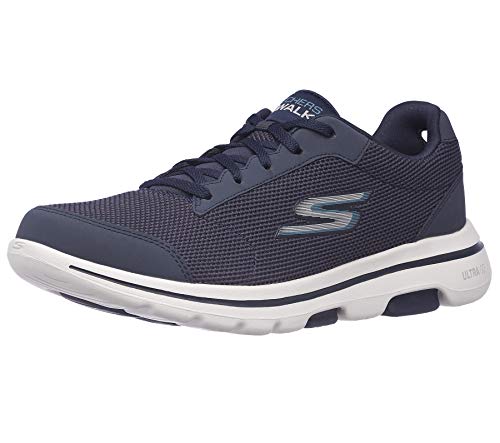 Skechers Men’s Gowalk 5 Qualify-Athletic Mesh Lace Up Performance Walking Shoe Sneaker, Navy/Blue, 11 X-Wide