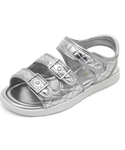 DREAM PAIRS SDSD2210K Girls Kids Open Toe Sandals Summer Dress Shoes Silver Size 3 Little Kid