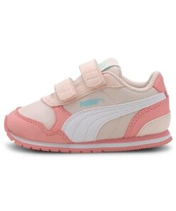 PUMA girls St Runner Hook and Loop Sneaker, Rosewater-peony-puma White, 9 Toddler US