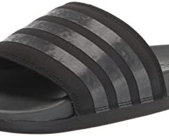 adidas Women’s Adilette Comfort Slide Sandal, Black/Grey/Black, 7