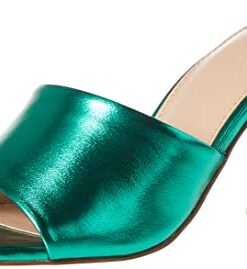 The Drop Women’s Pattie High Block Heeled Mule Sandal, Jade Metallic, 8.5