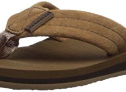 Quiksilver boys Carver Suede Youth Kids Flip Flip Sandal, Tan – Solid, 5 Big Kid US