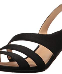 Naturalizer Womens Taimi Strappy Mid Heel Slingback Dress Sandals ,Black Fabric,8 M US