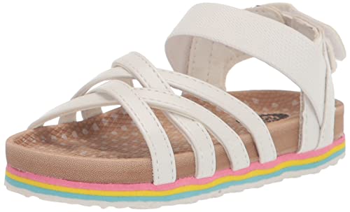 Dr. Scholl’s Shoes Island Girl Strappy Sandal Flat, White, 5 Toddler