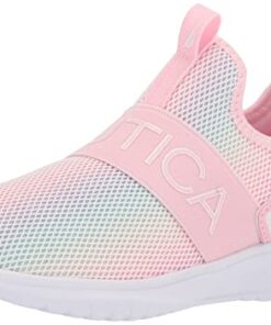 Nautica Kids Youth Athletic Fashion Sneaker Running Shoe Slip On- Boy – Girl Little Kid Big Kid-Aloise-Multi Pink Size-2