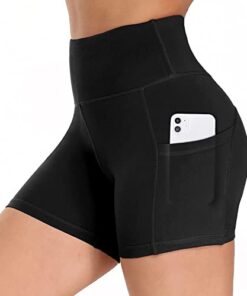 HLTPRO Spandex Biker Shorts for Women with Pockets, High Waisted Workout Gym Yoga Shorts