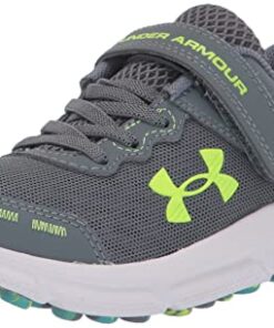 Under Armour Boy’s Pre School Assert 10 Alternate Closure Running Shoe, (102) Gravel/Glacier Blue/Lime Surge, 12 Little Kid