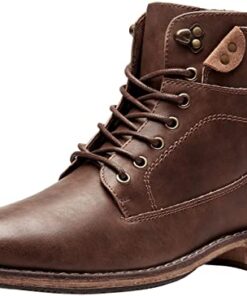 Vostey Men’s Motorcycle Boots Business Waterproof Ankle Boots Casual Oxford Boots for Men (BMY8061 brown 10.5)