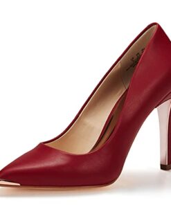 JENN ARDOR Women’s Closed Pointed Toe Pumps Stiletto High Heels Office Lady Wedding Party Dress Heeded Shoes Red 7 (9.4in)