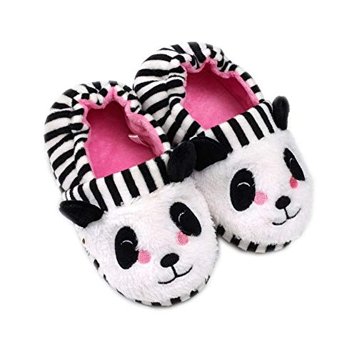 Csfry Toddler Girls’ Panda House Slippers Cartoon Warm Home Shoes Black 5-6 Toddler