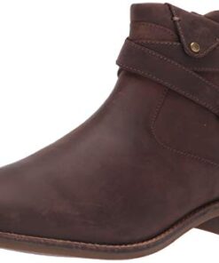 Clarks Women’s Camzin Dime Ankle Boot, Dark Brown Leather, 8.5