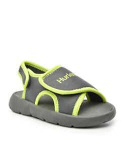 Hurley Maddy Kids’ Sandals – Lightweight and Breathable Open-Toe Shoes for Boys and Girls, Perfect for Beach, Pool, and Outdoor Adventures, with Non-Slip Sole and Adjustable Straps for Comfortable and Secure Fit (GREY/NEON, us_footwear_size_system, toddler, numeric, medium, numeric_8)