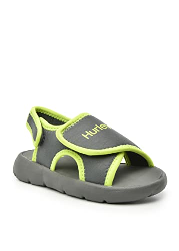 Hurley Maddy Kids’ Sandals – Lightweight and Breathable Open-Toe Shoes for Boys and Girls, Perfect for Beach, Pool, and Outdoor Adventures, with Non-Slip Sole and Adjustable Straps for Comfortable and Secure Fit (GREY/NEON, us_footwear_size_system, toddler, numeric, medium, numeric_8)