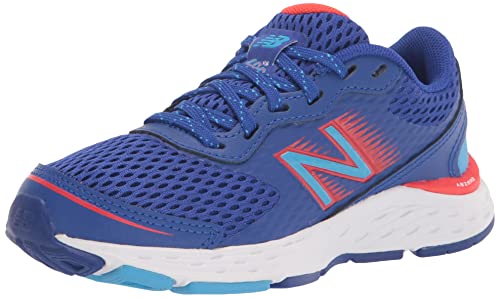 New Balance Kid’s 680 V6 Lace-up Running Shoe, Infinity Blue/Neo Flame/Vibrant Sky, 1.5 Little Kid