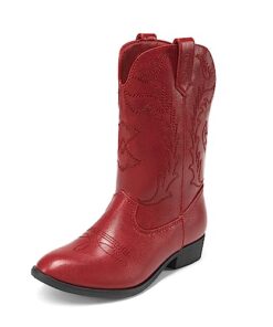 DREAM PAIRS Cowgirl Cowboy Western Boots Boys Girls Mid Calf Riding Shoes Sdbo214K Red Size 13 Little Kid