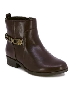 NINE WEST Girls Ankle Bootie With Braided Buckle Fashion Dress Boot-Amara-Brown-Size-3