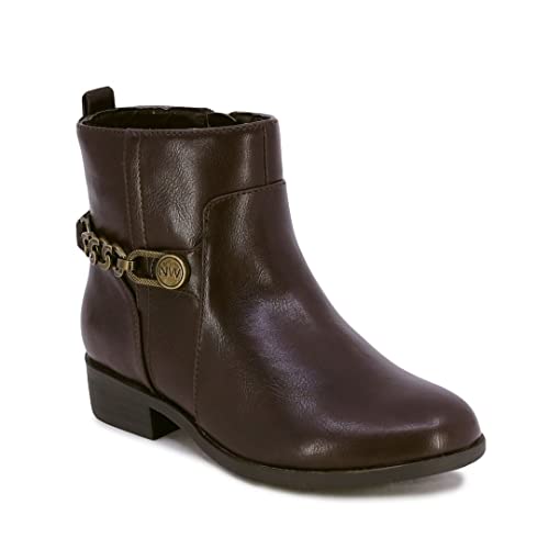 NINE WEST Girls Ankle Bootie With Braided Buckle Fashion Dress Boot-Amara-Brown-Size-3